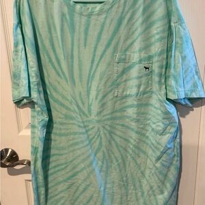 Victoria’s Secret PINK Aqua Tie-Dye Gender Free Shirt Line SZ M/L